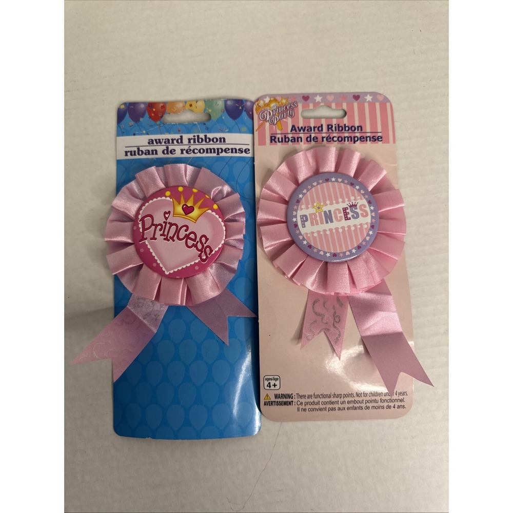 RETRO Y2K HAPPY BIRTHDAY Award LOT 2 NEW RIBBON PIN BUTTON Pink‎ Princess Tiara
